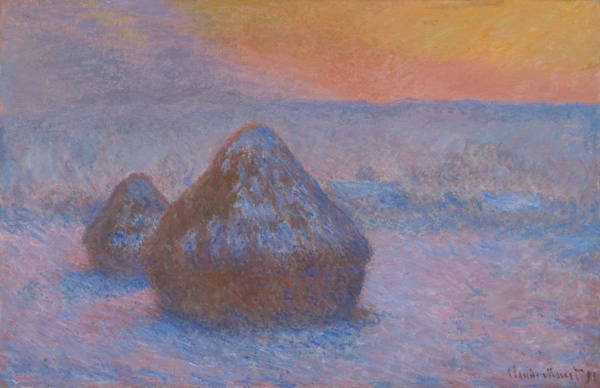 Stacks of Wheat (Sunset, Snow Effect), 1890–1891