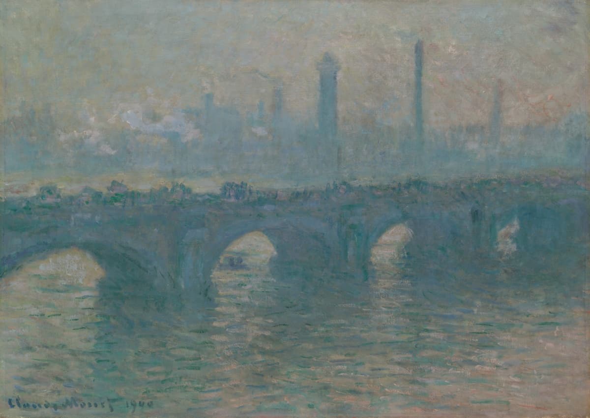 Waterloo Bridge, Gray Weather, 1900